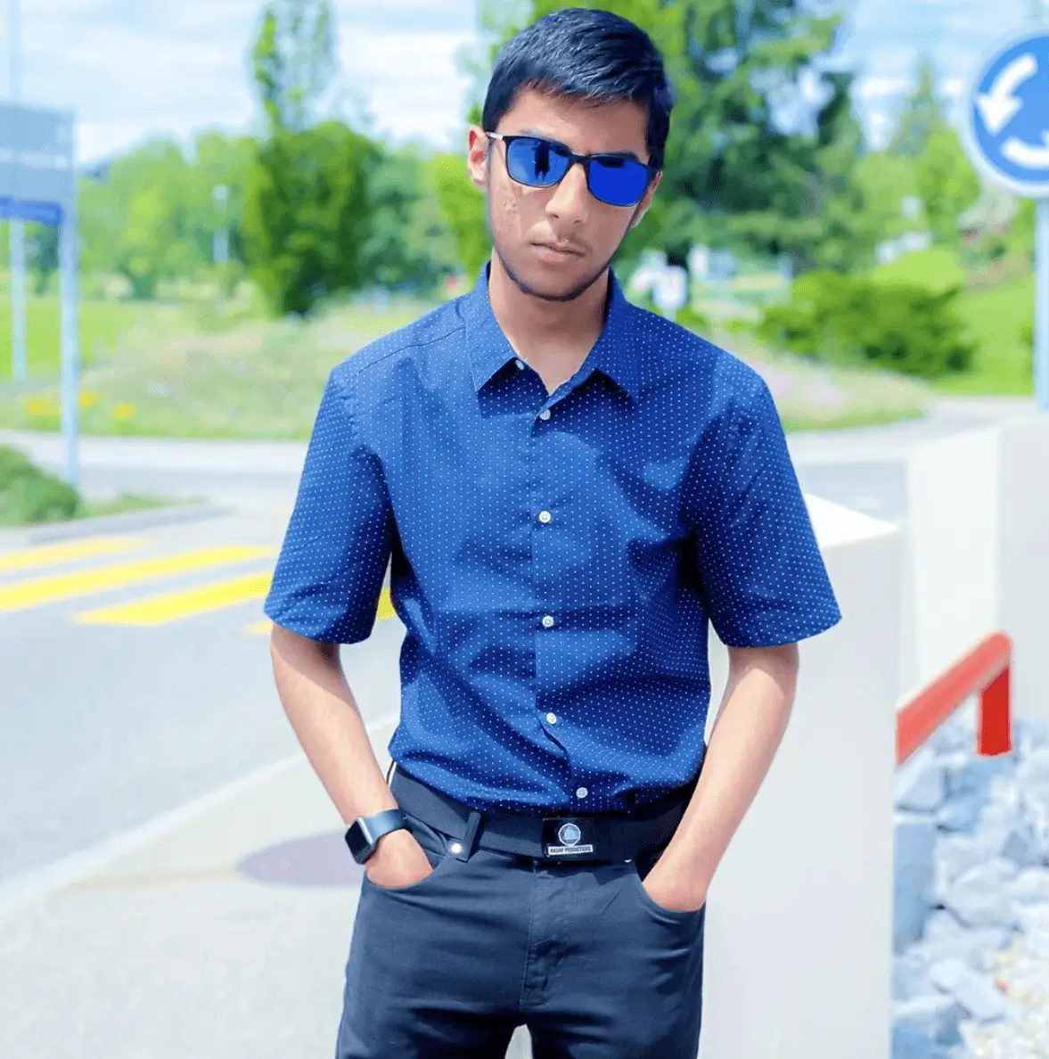 Kashif Najeeb with sunglasses and dotted shirt